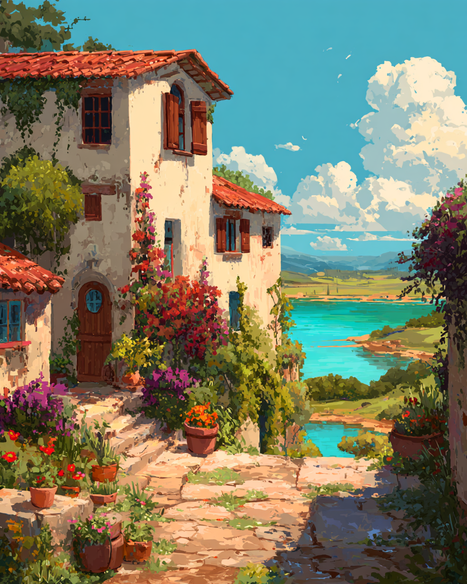 deimantines-mozaikos-rinkinys-su-poremiu-dp441 Ežero vila (su porėmiu)